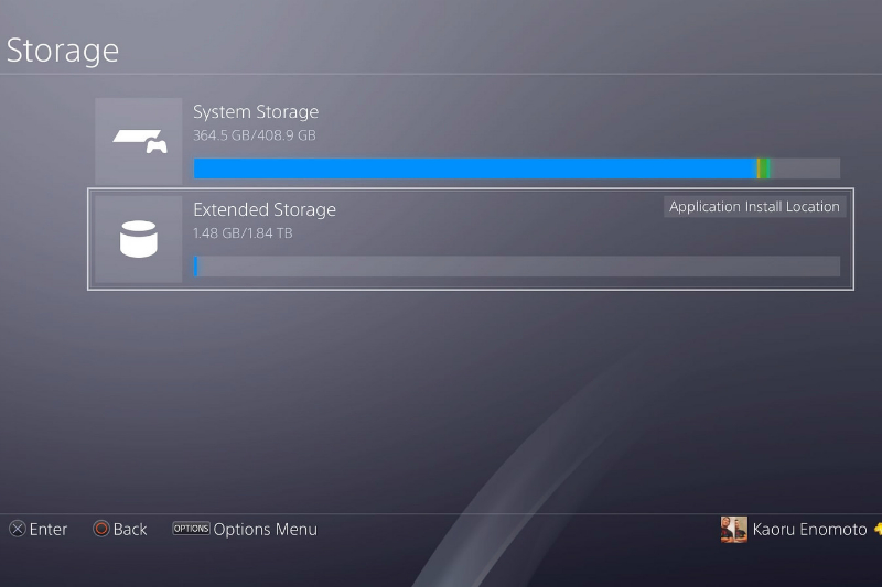 Информация о накопителях PS4