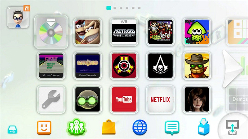 Меню Nintendo Wii U