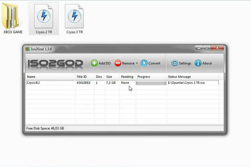 Окно программы Iso2God